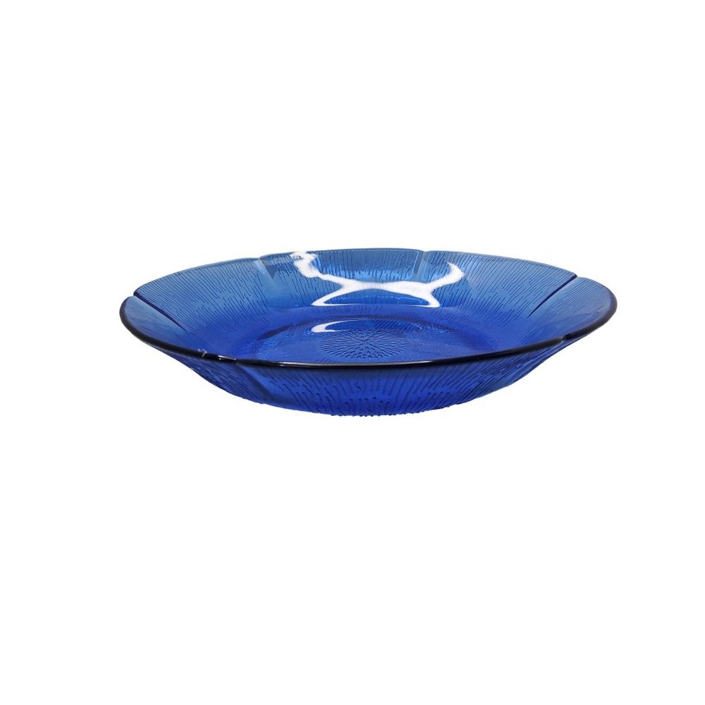 Vintage Fortecrisa Mexico cobalt blue textured sunflower pattern salad plate set